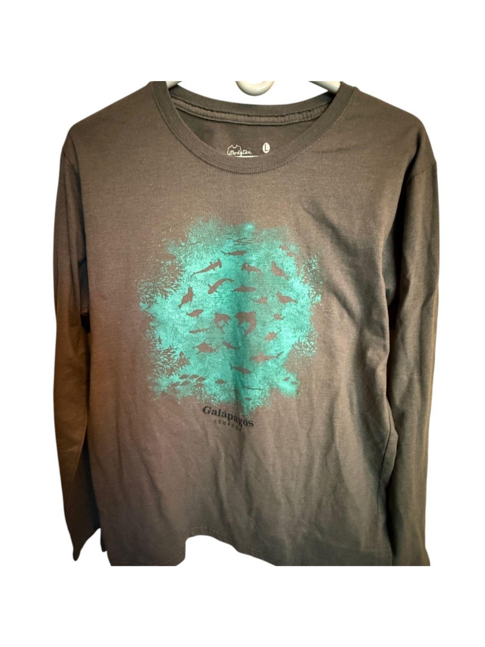 Galapagos Grey Long Sleeve Graphic Tee Size L
